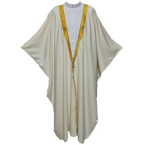 Luxury Cream Bisht with Gold Embroidery