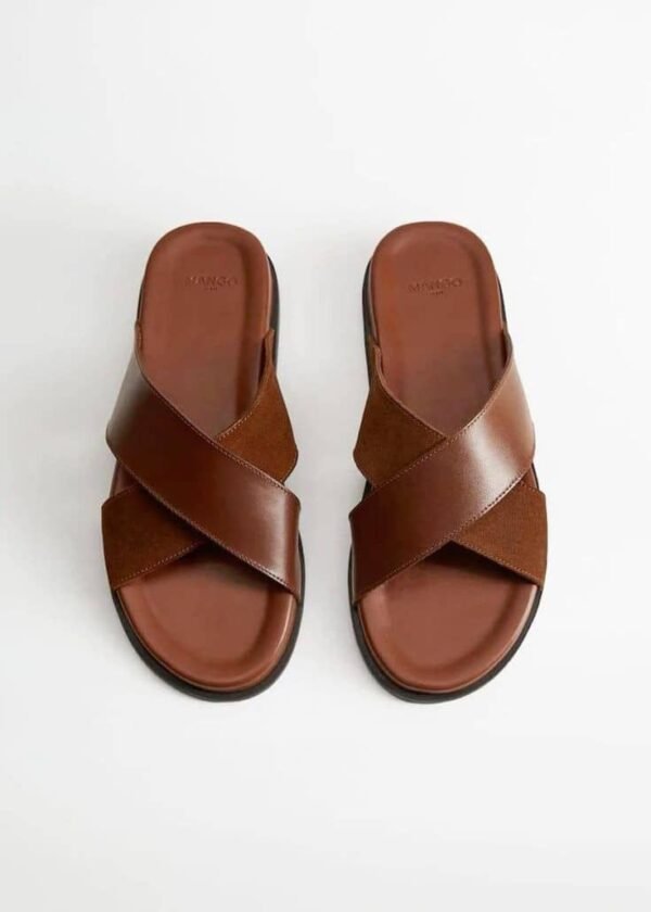 Luxury Brown Cross-Strap Slides
