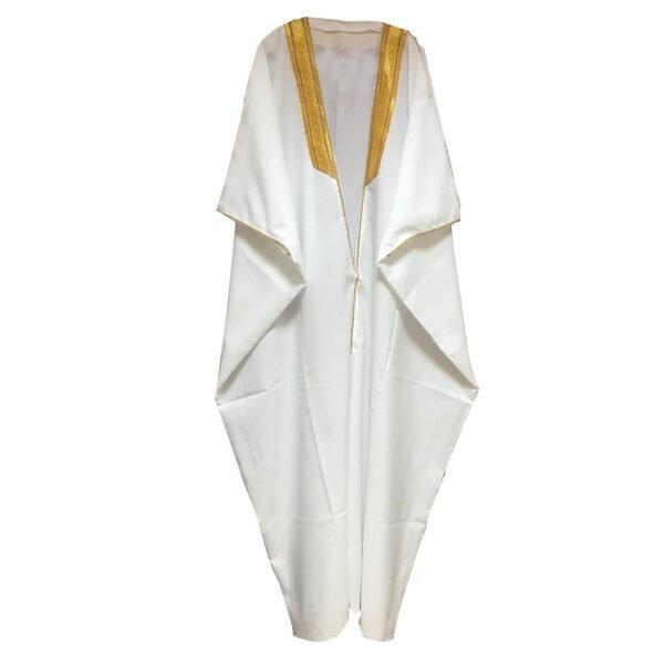 Royal Gold Trim White Kaftan
