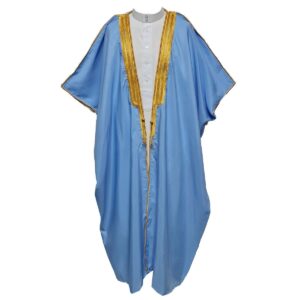 Elegant Sky Blue Grand Boubou with Gold Embroidery