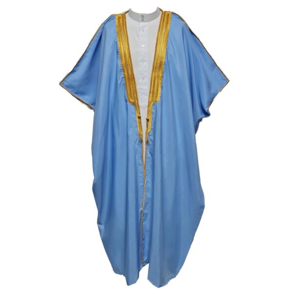 Elegant Sky Blue Grand Boubou with Gold Embroidery